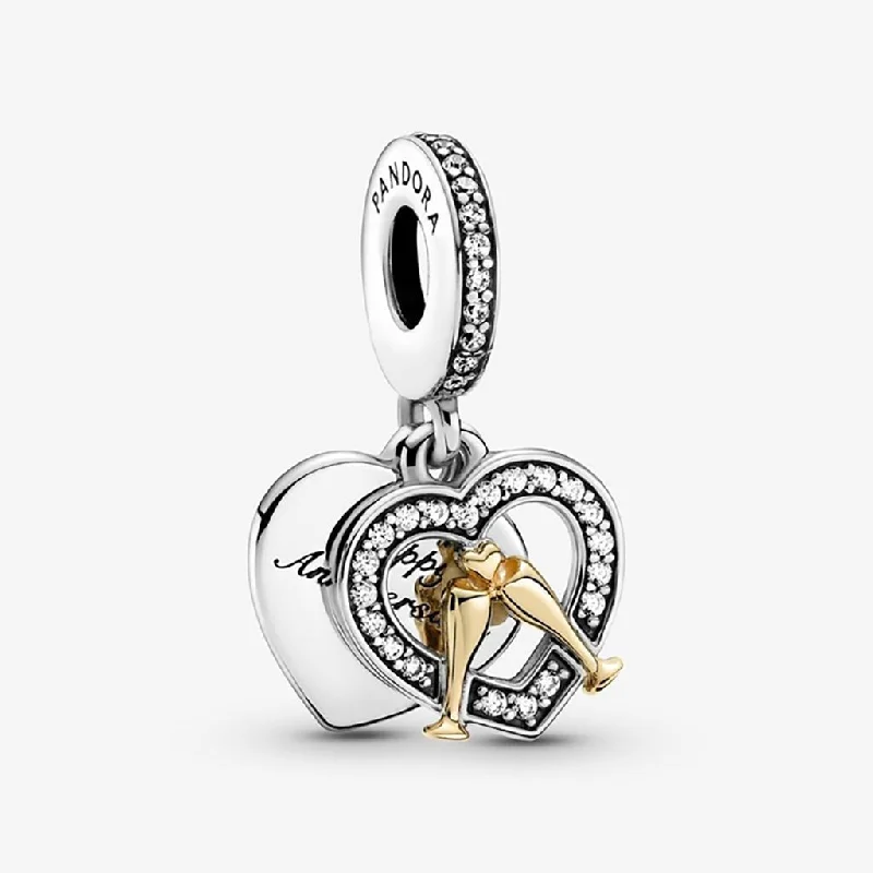 PANDORA : Two-tone Happy Anniversary Dangle Charm