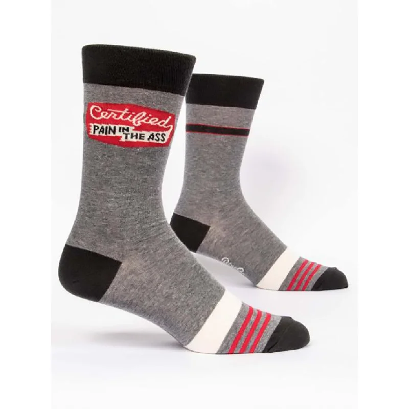 Blue Q : Men's Crew Socks - "Certified Pain In the A*s"