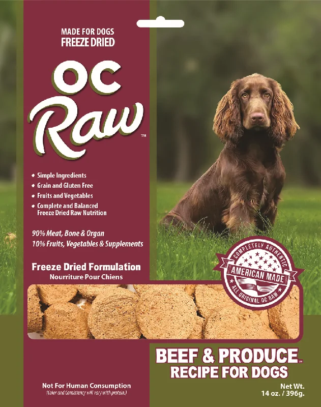 OC Raw Dog Food Freeze Dried Raw Beef & Produce Sliders 14oz