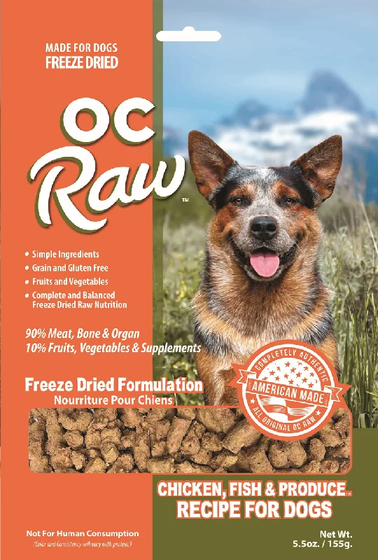 OC Raw Dog Food Freeze Dried Raw Chicken, Fish & Produce Meaty Rox 5.5oz