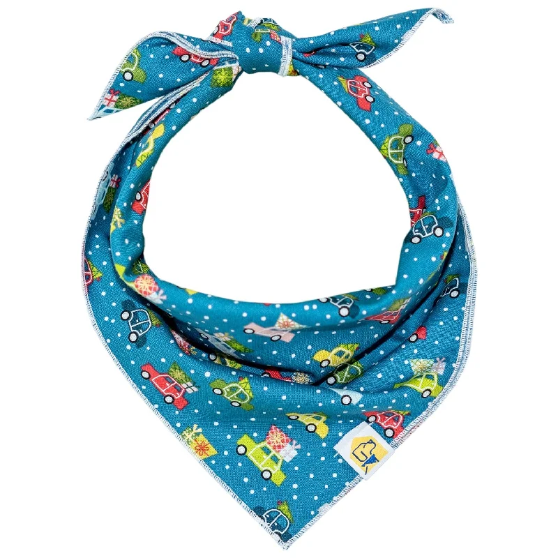 Blue Holiday Cars Dog Bandana