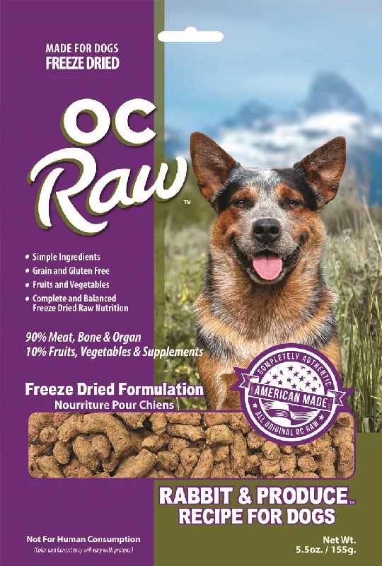 OC Raw Dog Food Freeze Dried Raw Rabbit & Produce Meaty Rox 5.5oz