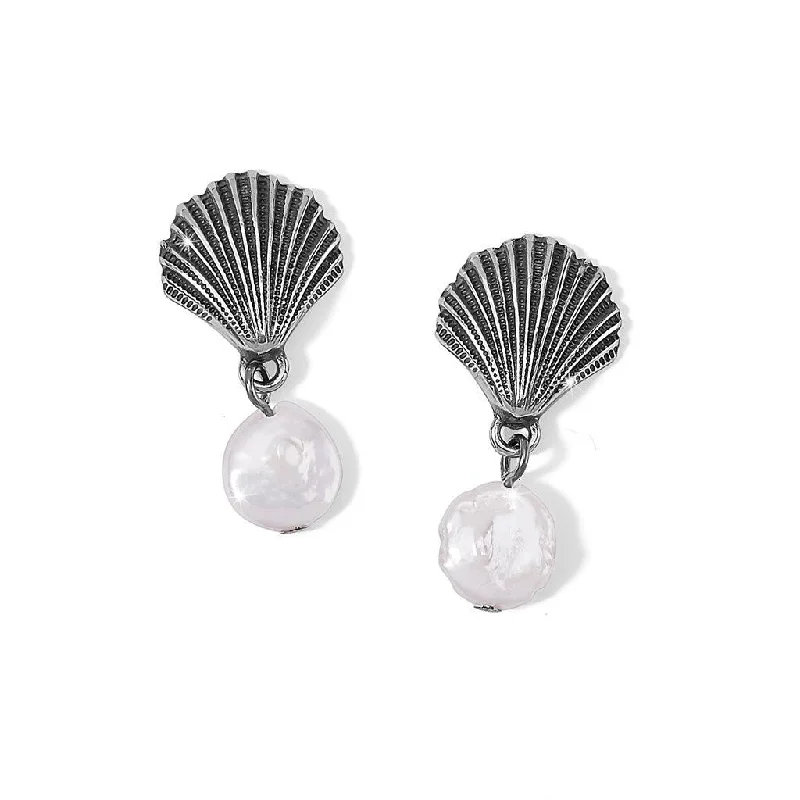 Brighton : Silver Shells Pearl Drop Earrings