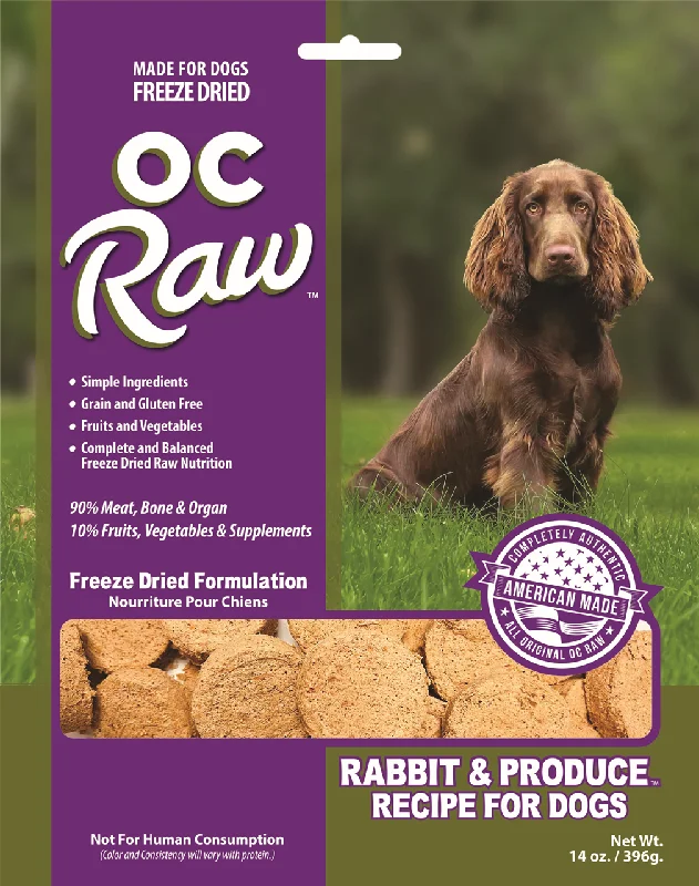 OC Raw Dog Food Freeze Dried Raw Rabbit & Produce Sliders 14oz