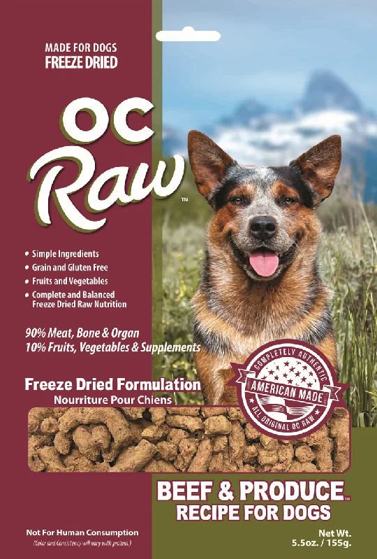 OC Raw Dog Food Freeze Dried Raw Beef & Produce Meaty Rox 5.5oz