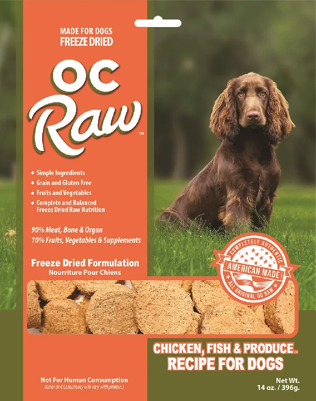 OC Raw Dog Food Freeze Dried Raw Chicken, Fish & Produce Sliders 14oz