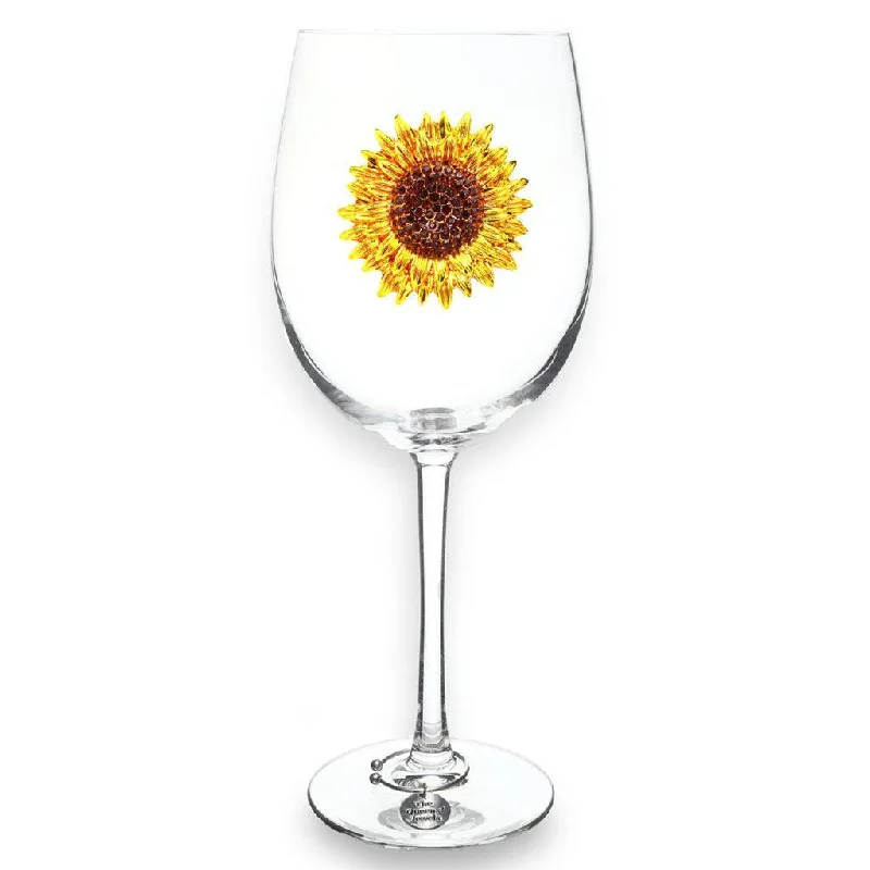 The Queens' Jewels : Sunflower Jeweled Stemmed Wineglass