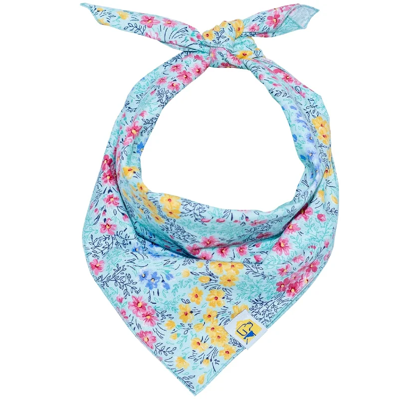 Cyan Wildflowers Dog Bandana