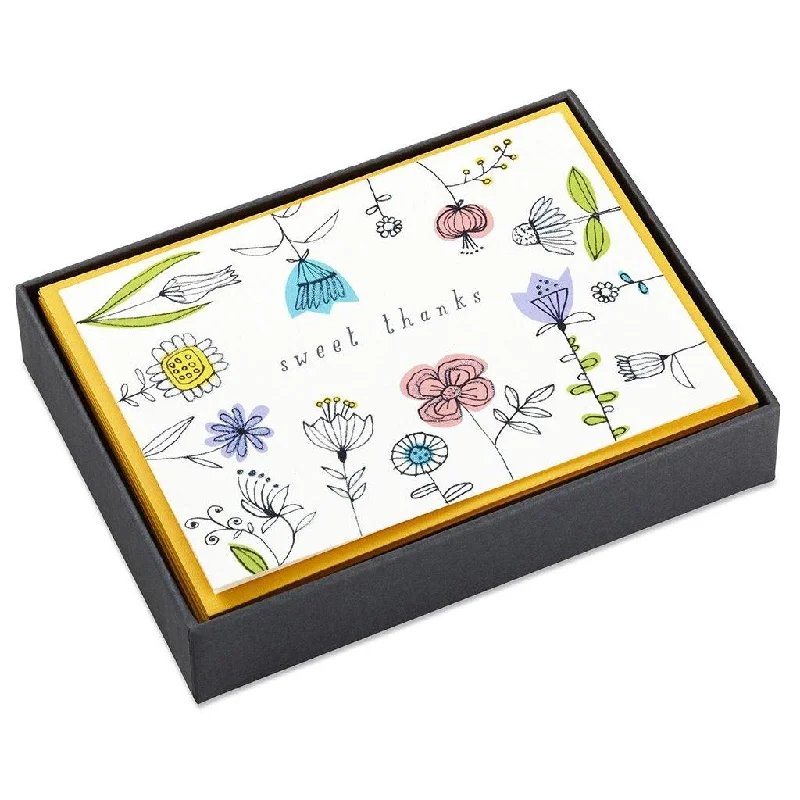 Hallmark : Sweet Thanks Illustrated Flowers Blank Thank You Notes, Box of 10