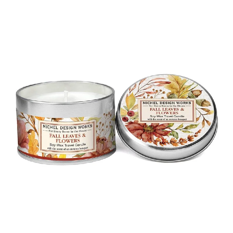 Michel Design Works : Fall Leaves & Flowers Travel Candle